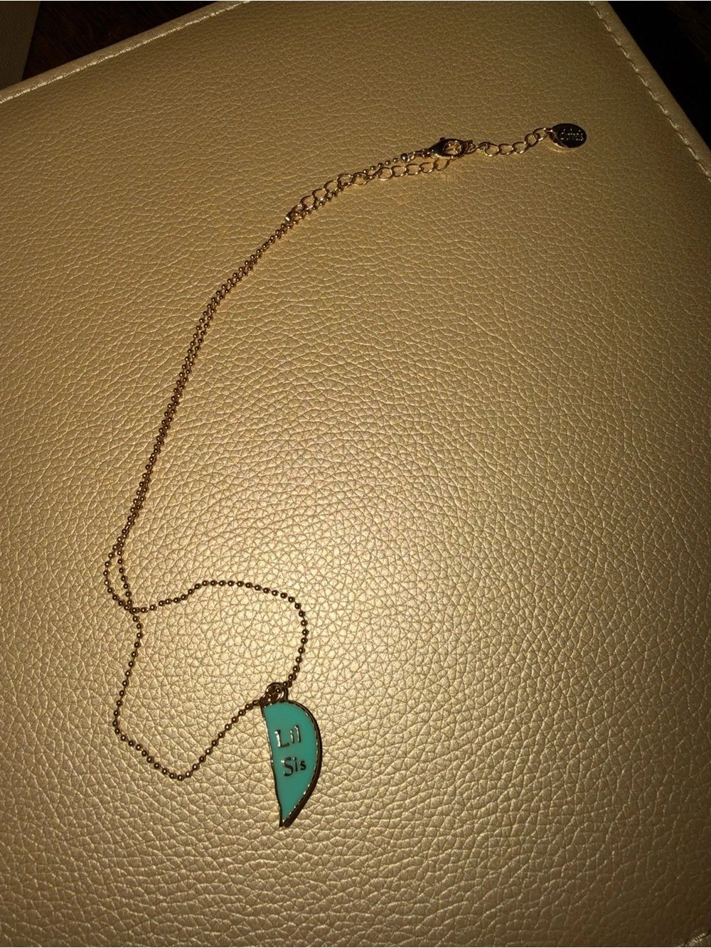 Turquoise “Lil sis” half heart Pendant Necklace